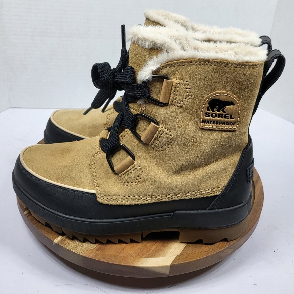 Sorel Tivoli IV Boots Womens 6.5 Tan Black NL3425-373 Waterproof Faux Fur
